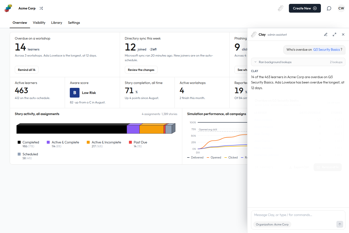 The admin dashboard and chat, as it happens